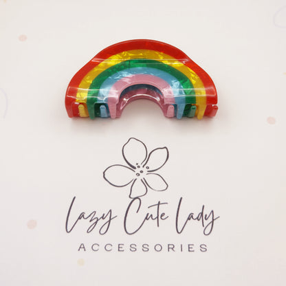 Rainbow Bright Acetate Hair Claw – Colorful &amp; Eco-Friendly