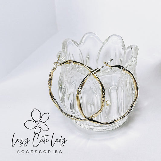Textured Gold Metal Hoop Earrings - Versatile and Elegant