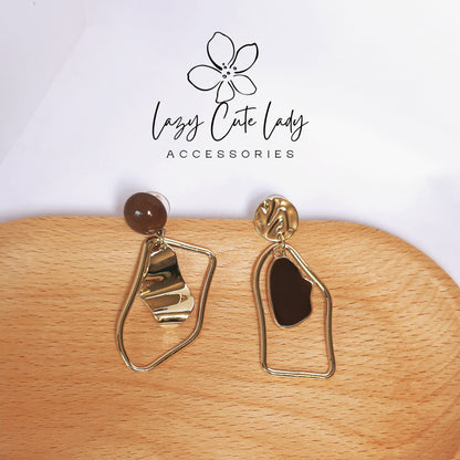 Asymmetrical Geometric Vintage Metal Earrings - Unique and Stylish