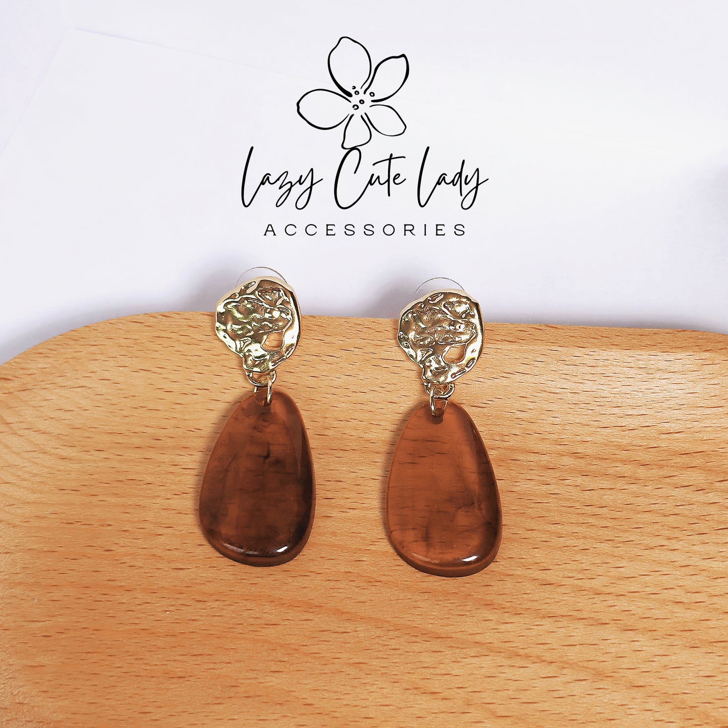 Resin and Irregular Metal Minimalist Drop Earrings