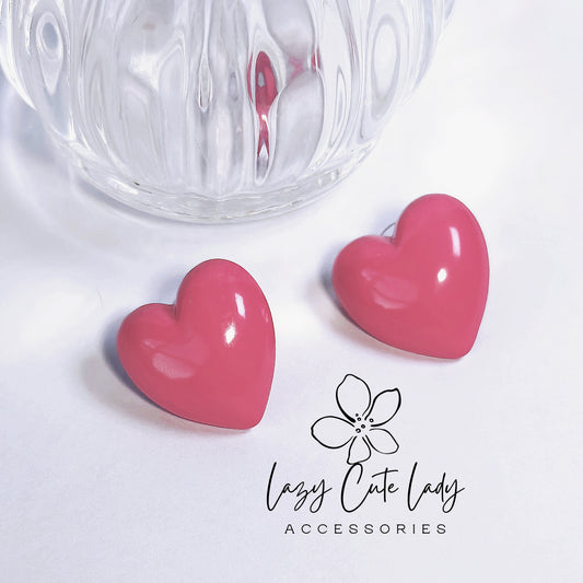 Vintage Pink Heart Stud Earrings - Cute and Stylish Design