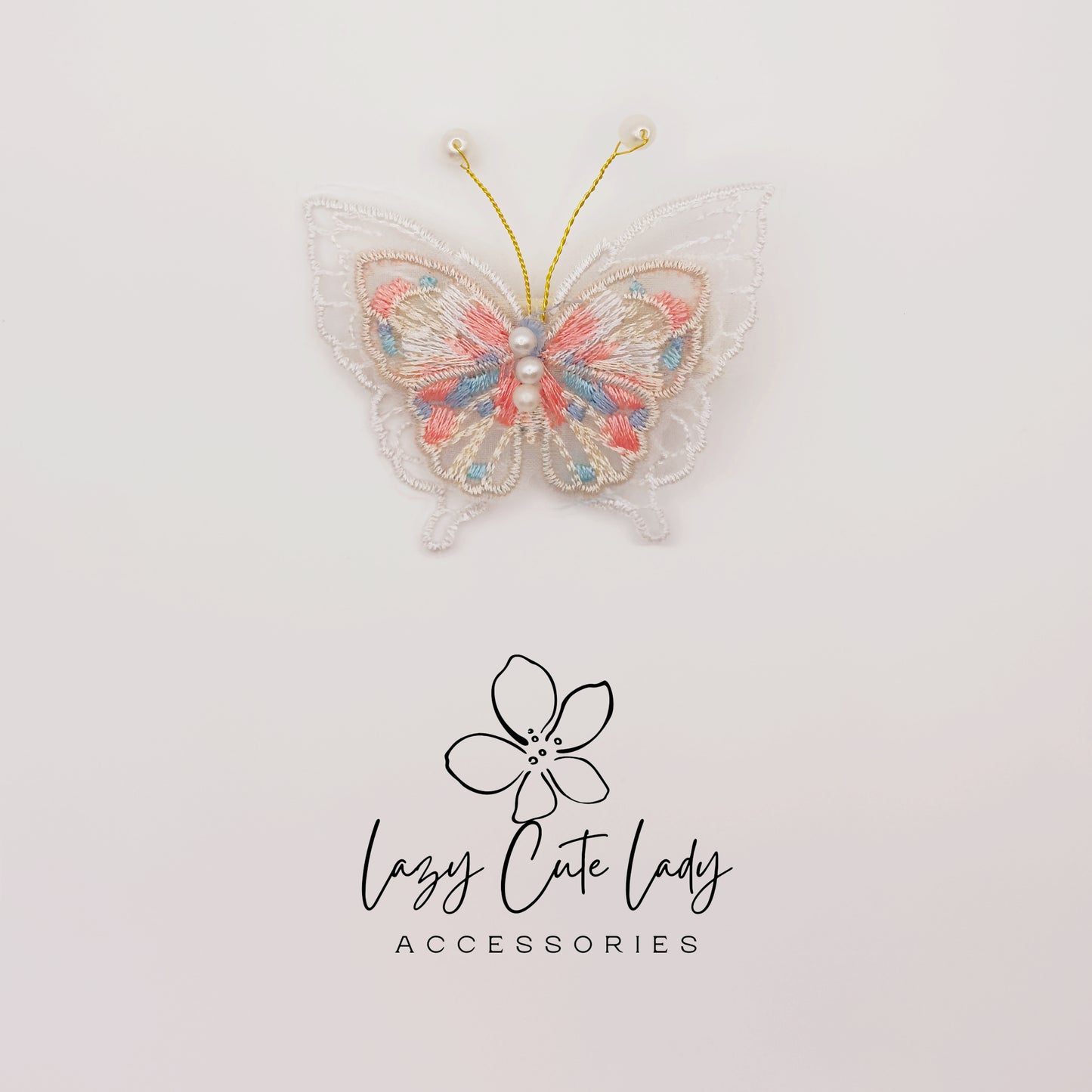 Embroidered Butterfly Hair Clips – Lace and Pearl Wedding Barrettes for Girls and Women