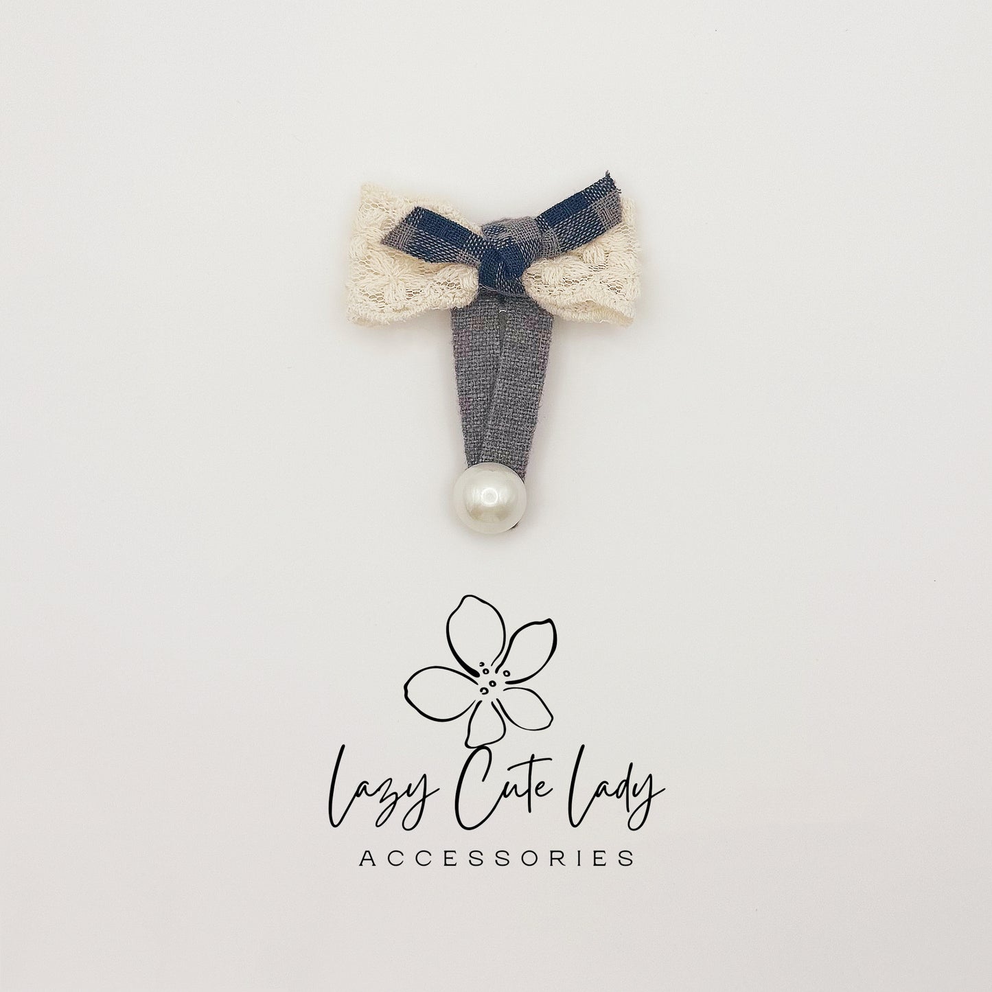 Blue Plaid Hair Clips Set – Cute Bow, Heart, Star &Pearl Snap Clips for Girls and Women