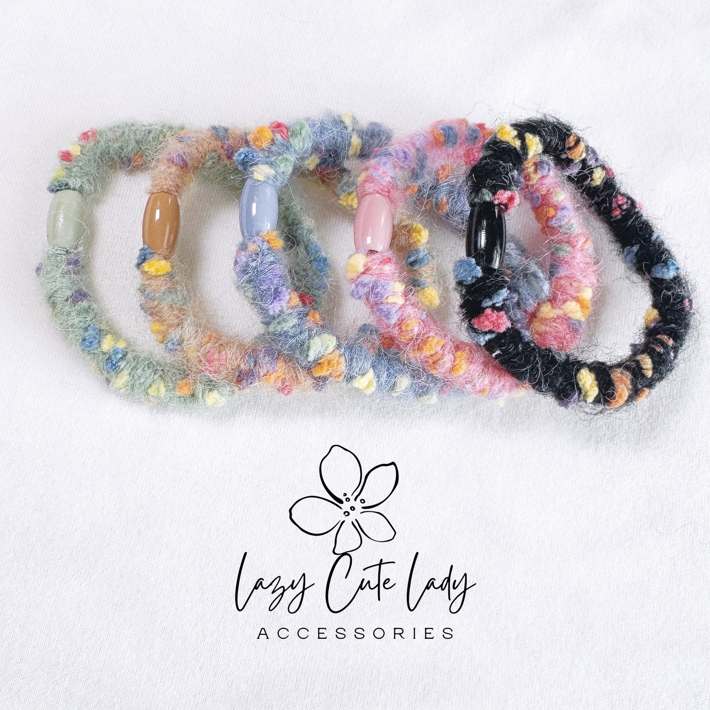 Adorably Colorful Plush Hair Ties Set - Vibrant and Durable