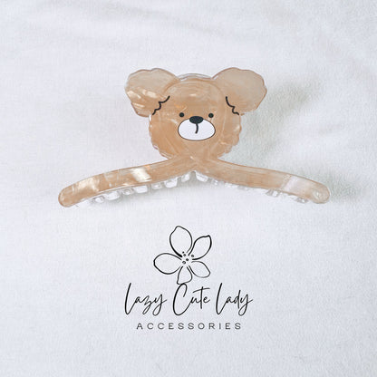 Adorable Teddy Bear Hair Claw - Brown and White, Two Sizes，Cute Hair Accessories