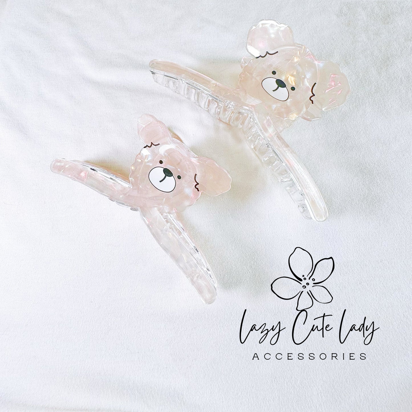 Adorable Teddy Bear Hair Claw - Brown and White, Two Sizes，Cute Hair Accessories