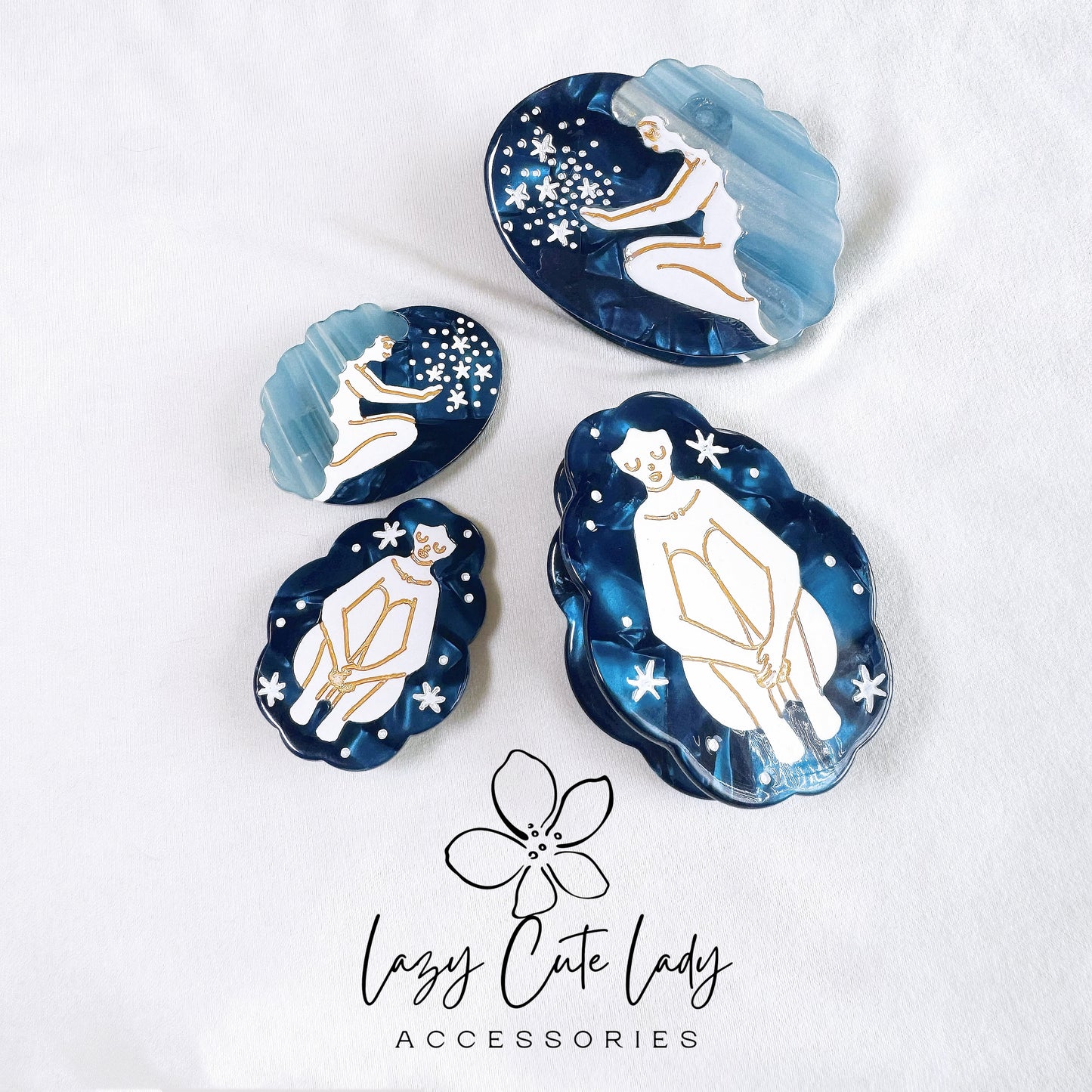 Ocean and Stars Collection Hair Accessories- Eco-Friendly Artistic Hair Clips and Claws