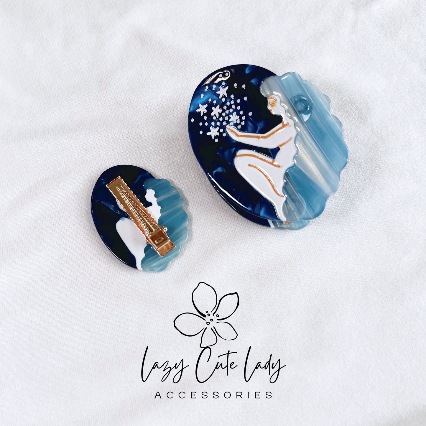 Ocean and Stars Collection Hair Accessories- Eco-Friendly Artistic Hair Clips and Claws