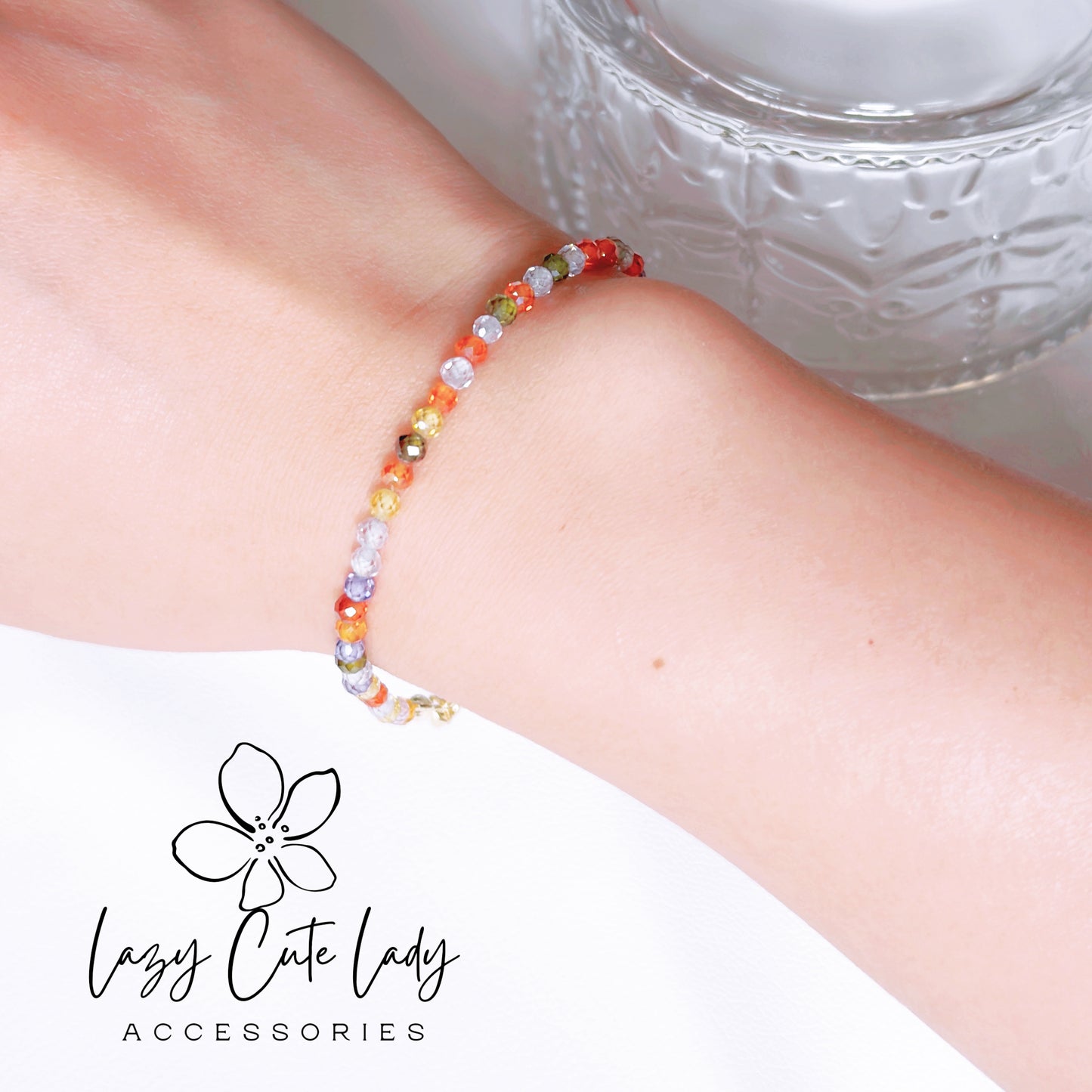 Natural Rainbow Colored Crystal Bracelet - Elegant and Versatile Jewelry