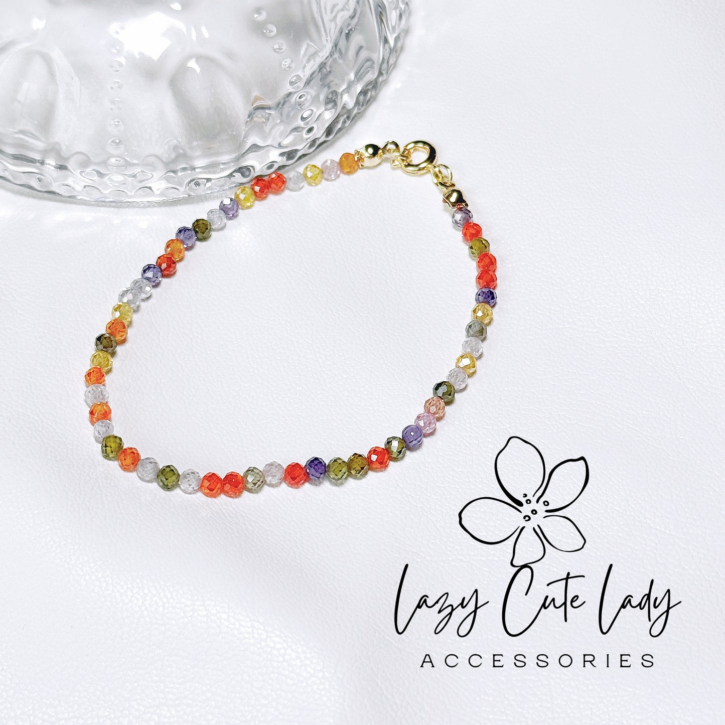 Natural Rainbow Colored Crystal Bracelet - Elegant and Versatile Jewelry