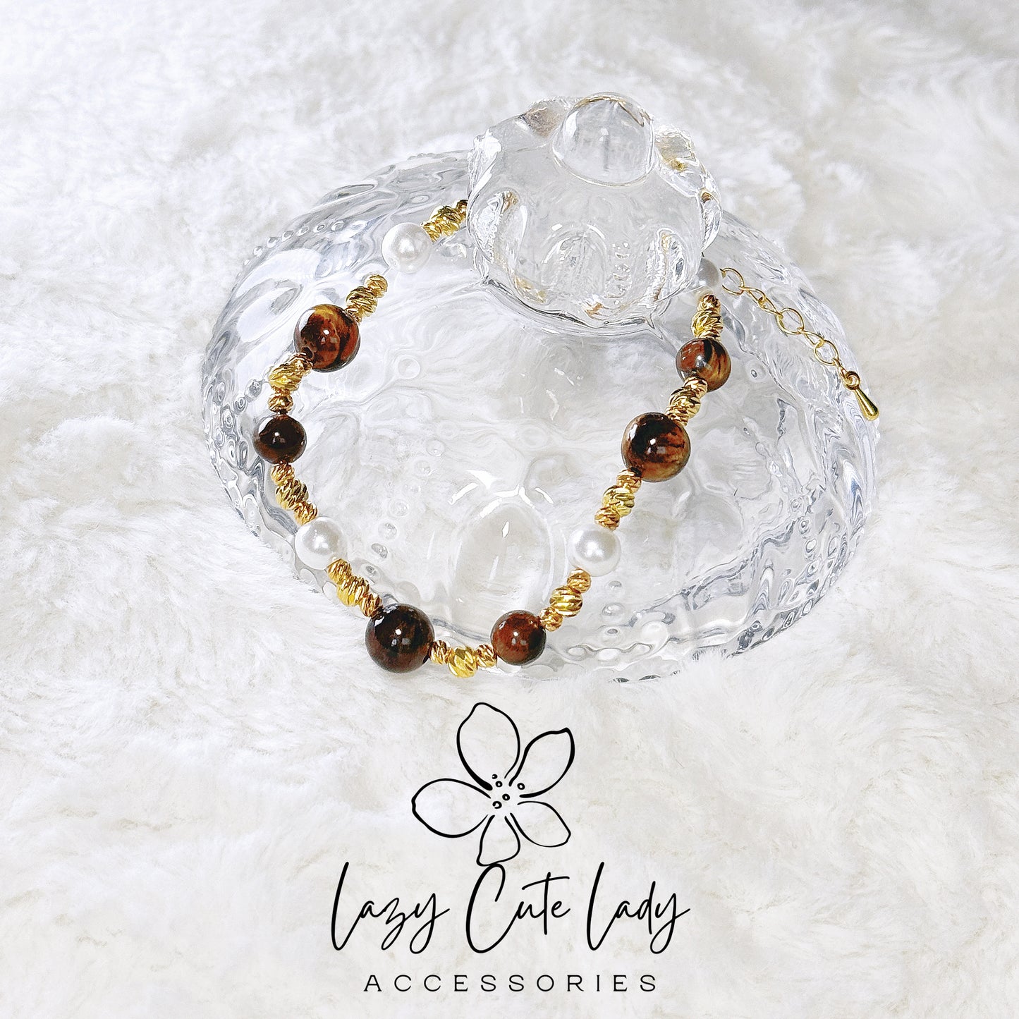 Elegant Tiger Eye and Pearl Bracelet - Gold and Silver Options