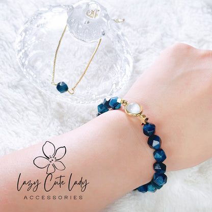 Natural Crystal Bracelet Set - Green and Blue Variants