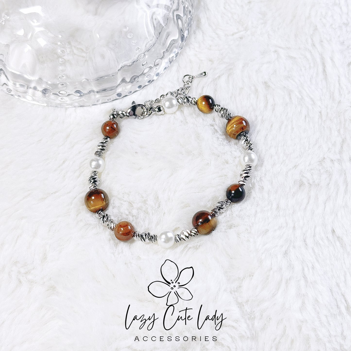 Elegant Tiger Eye and Pearl Bracelet - Gold and Silver Options