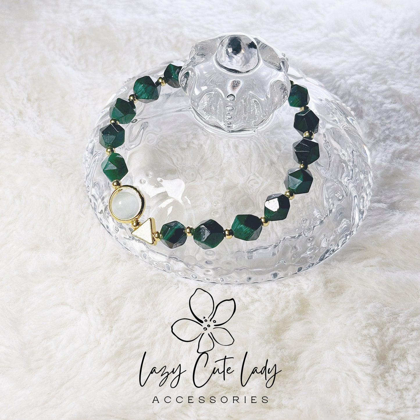 Natural Crystal Bracelet Set - Green and Blue Variants