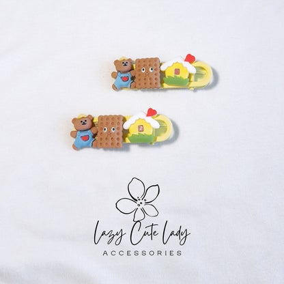 Cute Bear and Cookie Hair Clip - Playful and Stylish