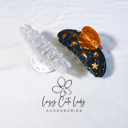 Sun God & Moon Goddess Inspired Hair Claws - Eco-Friendly Acetate in Gold, Black, Silver, and White