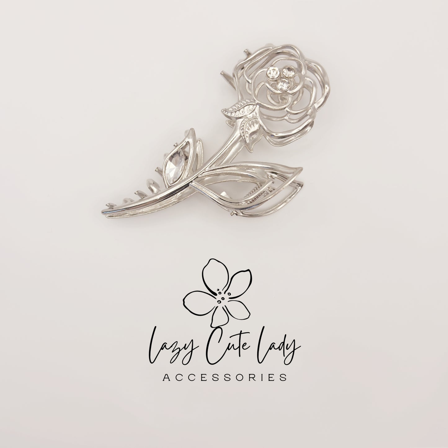 Rose Hair Claw Clip – Elegant Metal Flower Hair Accessories with Rhinestones for Women and Girls