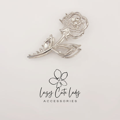 Rose Hair Claw Clip – Elegant Metal Flower Hair Accessories with Rhinestones for Women and Girls