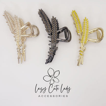 Wheat Hair Claw Clip – Elegant Metal Rhinestone Hair Accessories for Women, Wedding &Party Barrettes