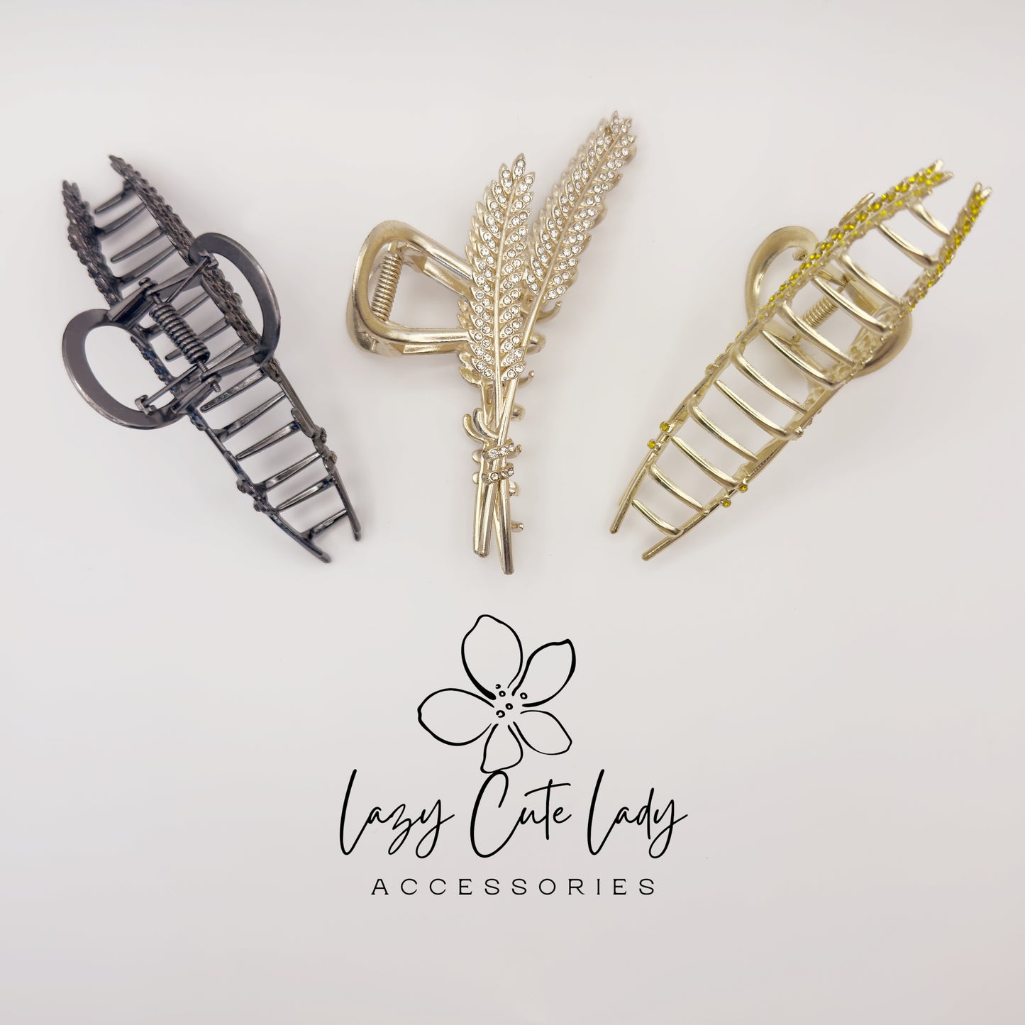 Wheat Hair Claw Clip – Elegant Metal Rhinestone Hair Accessories for Women, Wedding &Party Barrettes