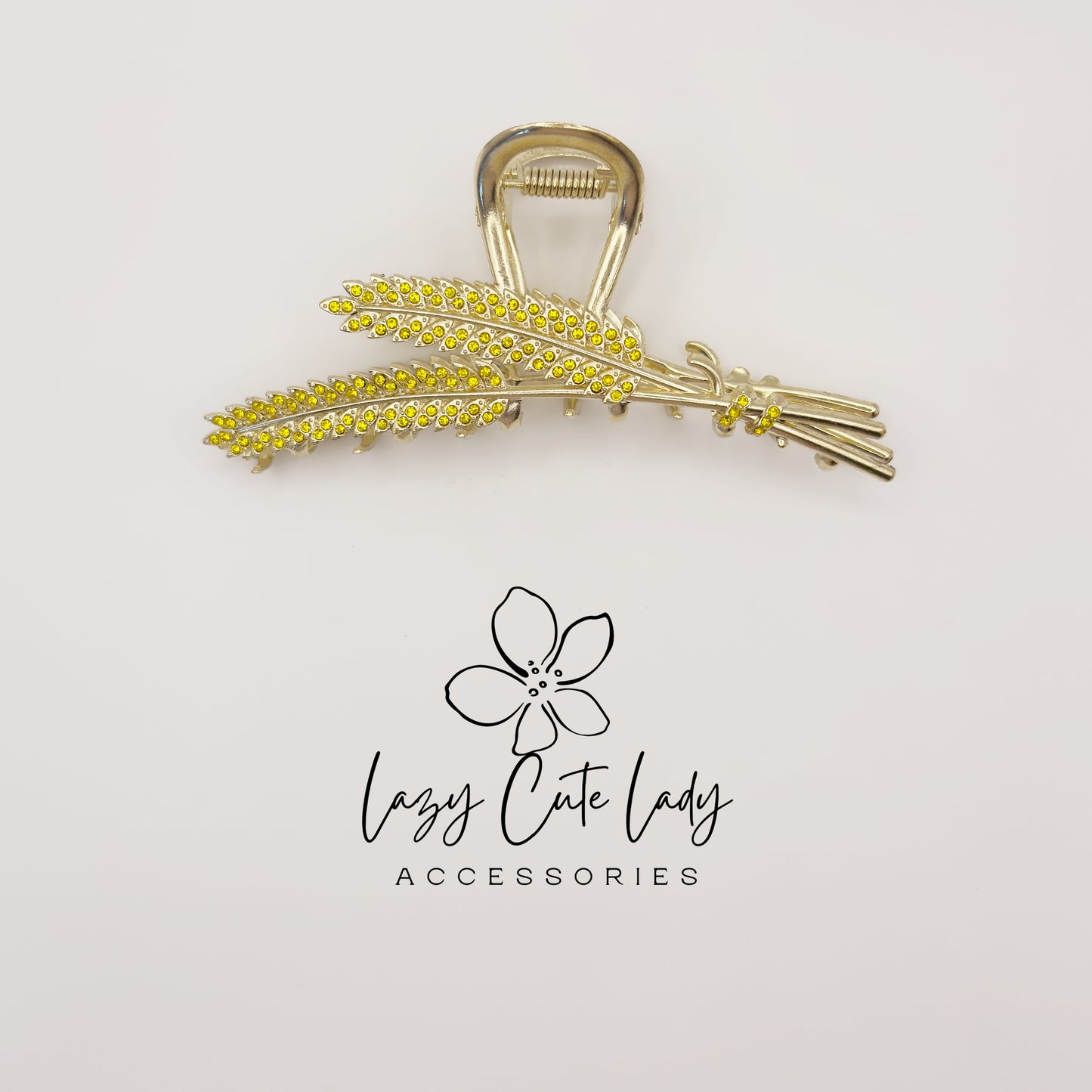 Wheat Hair Claw Clip – Elegant Metal Rhinestone Hair Accessories for Women, Wedding &Party Barrettes