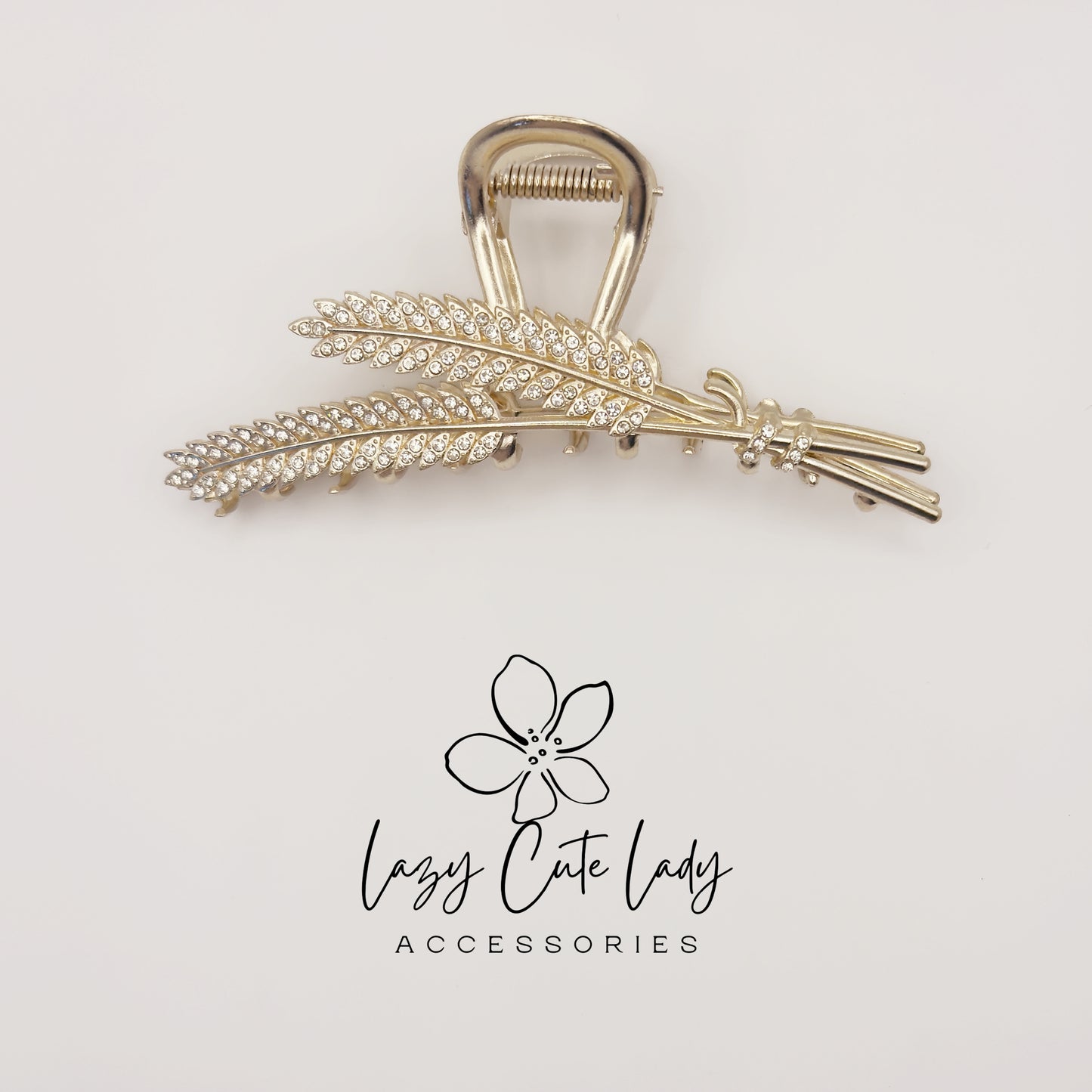 Wheat Hair Claw Clip – Elegant Metal Rhinestone Hair Accessories for Women, Wedding &Party Barrettes