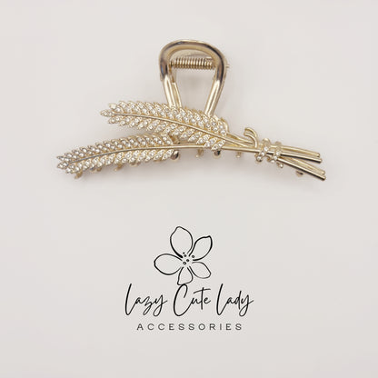 Wheat Hair Claw Clip – Elegant Metal Rhinestone Hair Accessories for Women, Wedding &Party Barrettes
