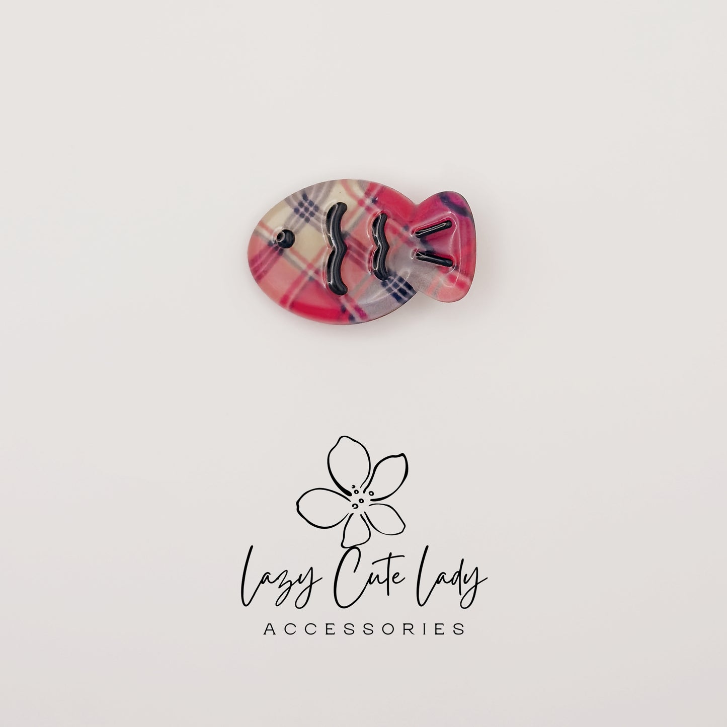 Plaid Fish Hair Clips – Resin Snap Hair Accessories for Girls and Women, Autumn &Halloween Inspired Barrettes
