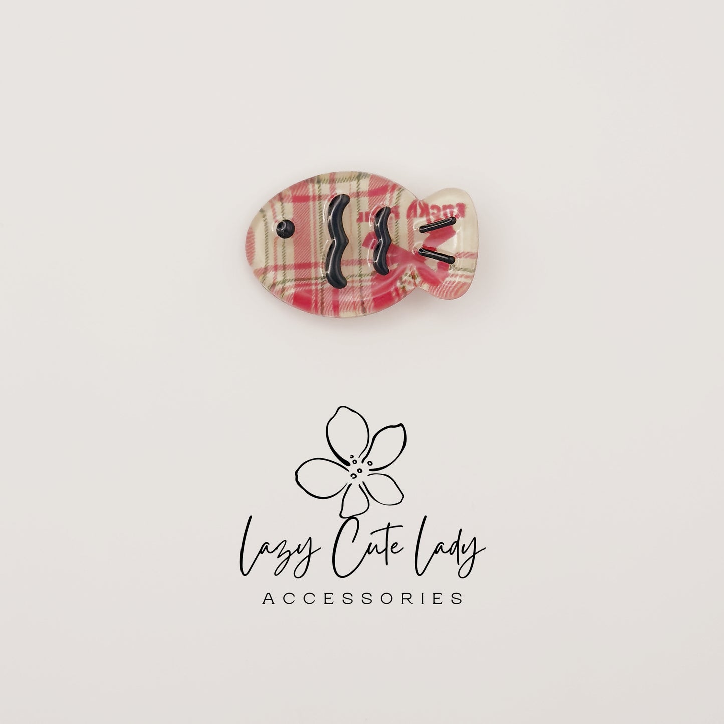 Plaid Fish Hair Clips – Resin Snap Hair Accessories for Girls and Women, Autumn &Halloween Inspired Barrettes