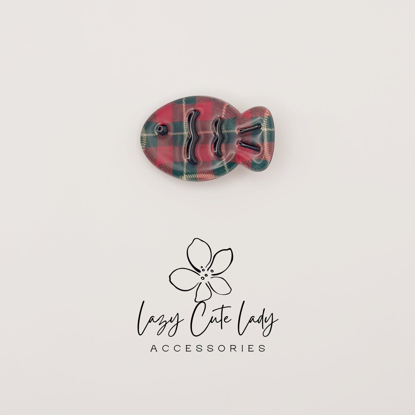 Plaid Fish Hair Clips – Resin Snap Hair Accessories for Girls and Women, Autumn &Halloween Inspired Barrettes