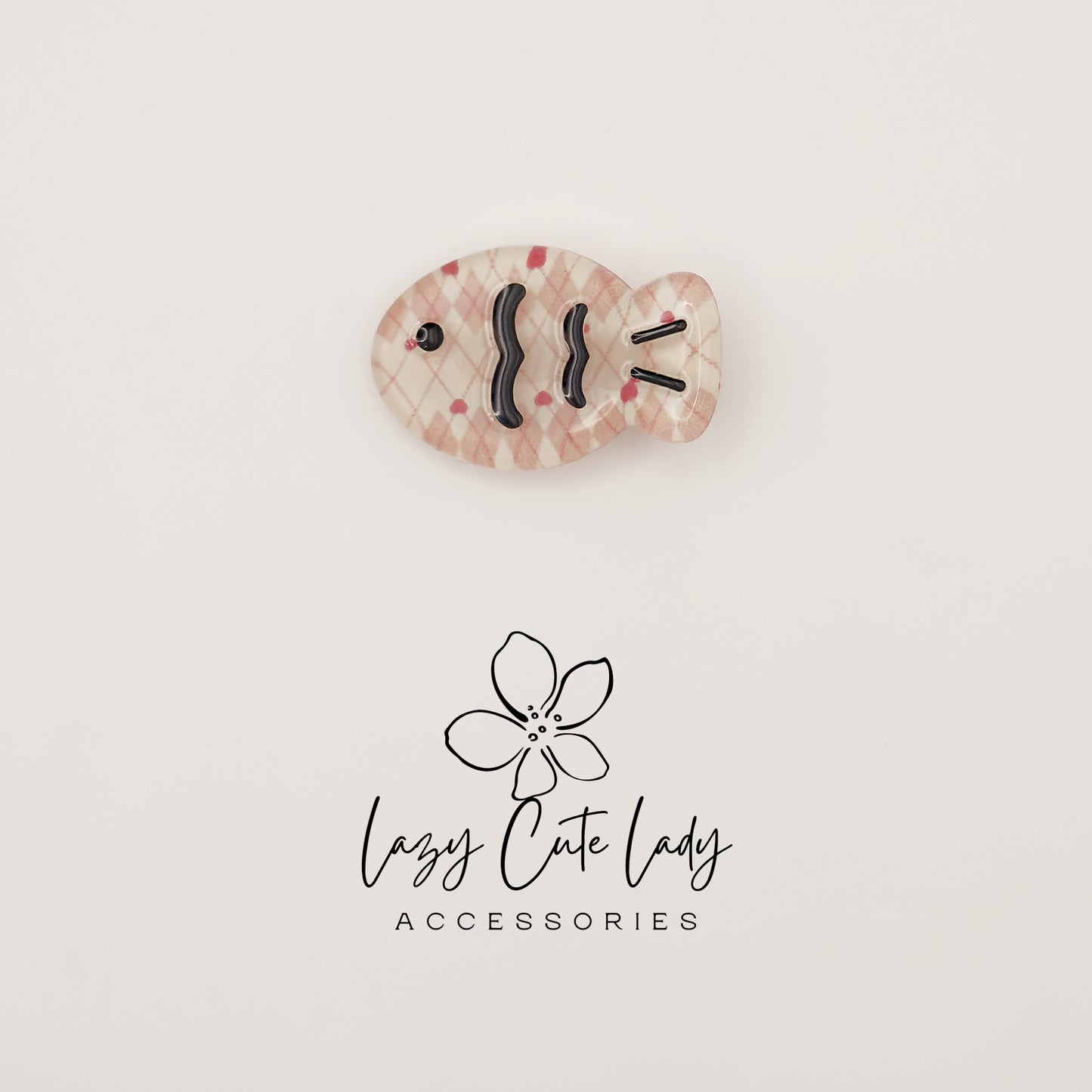 Plaid Fish Hair Clips – Resin Snap Hair Accessories for Girls and Women, Autumn &Halloween Inspired Barrettes