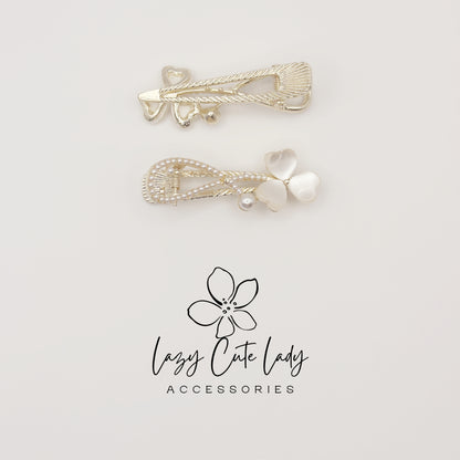 Pearl Clover Hair Claw Clip – Elegant Metal Heart &Pearl Hair Accessories for Women, Wedding &amp; Party Barrettes