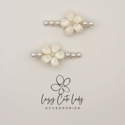 Pearl & Shell Flower Hair Clips Set – Elegant Bridal Wedding Hair Accessories for Women and Girls