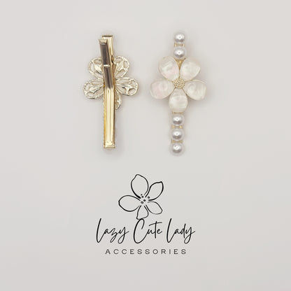 Pearl & Shell Flower Hair Clips Set – Elegant Bridal Wedding Hair Accessories for Women and Girls