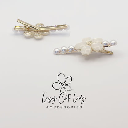 Pearl & Shell Flower Hair Clips Set – Elegant Bridal Wedding Hair Accessories for Women and Girls