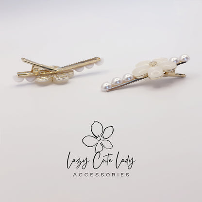 Pearl & Shell Flower Hair Clips Set – Elegant Bridal Wedding Hair Accessories for Women and Girls
