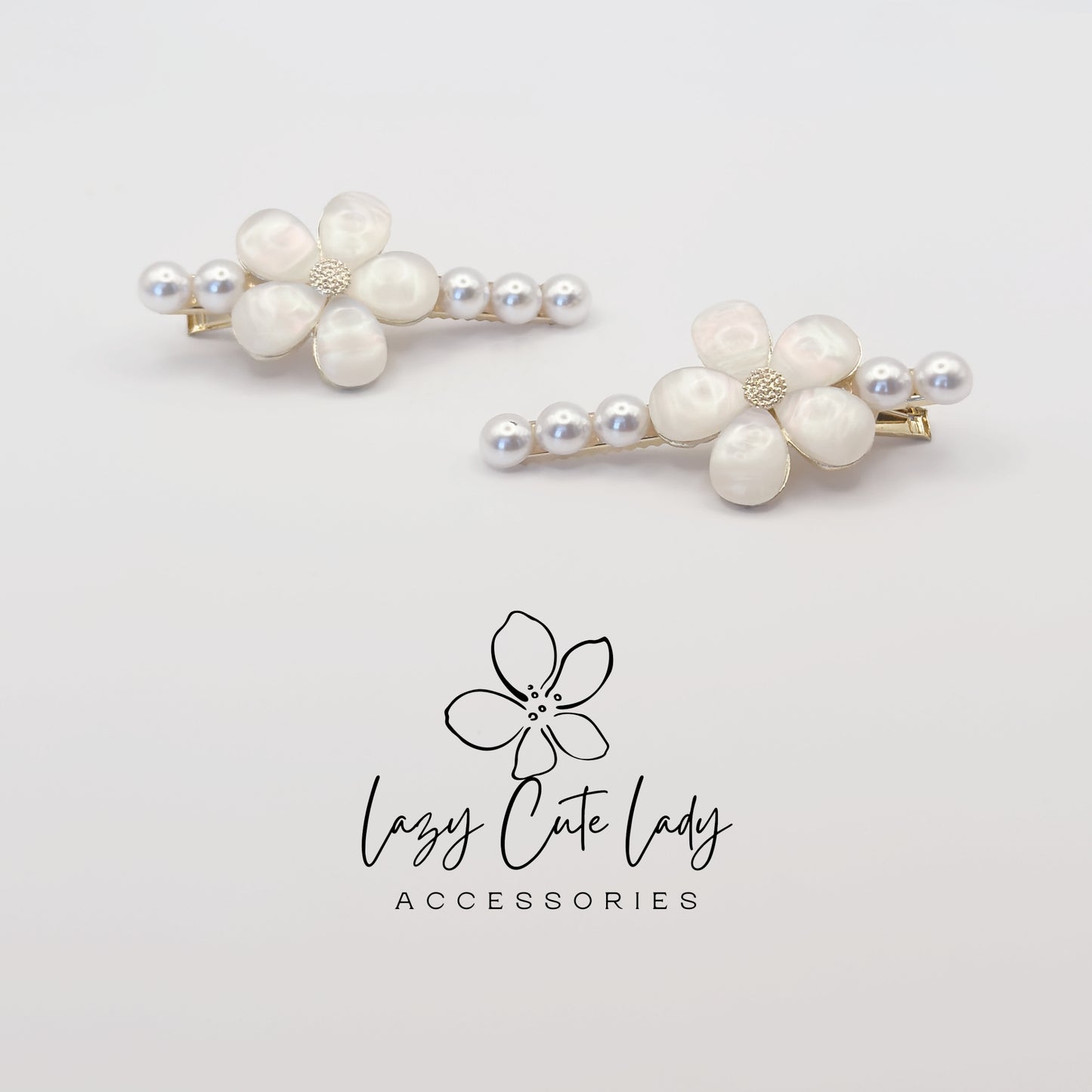 Pearl & Shell Flower Hair Clips Set – Elegant Bridal Wedding Hair Accessories for Women and Girls