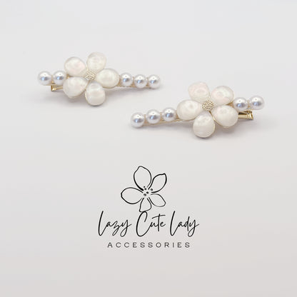 Pearl & Shell Flower Hair Clips Set – Elegant Bridal Wedding Hair Accessories for Women and Girls
