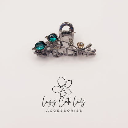 Vintage Vine Hair Claw Clip – Elegant Metal with Gemstone Rhinestones for Women, Party &amp; Wedding Hair Accessories