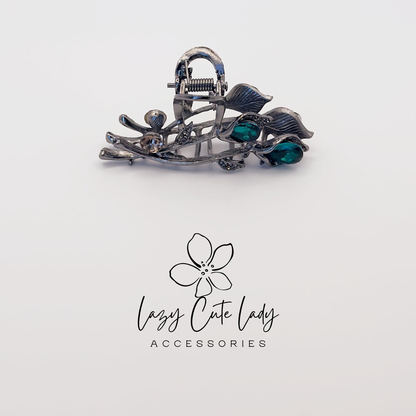 Vintage Vine Hair Claw Clip – Elegant Metal with Gemstone Rhinestones for Women, Party &amp; Wedding Hair Accessories
