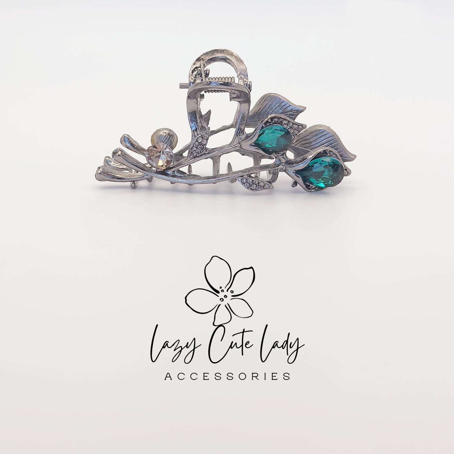 Vintage Vine Hair Claw Clip – Elegant Metal with Gemstone Rhinestones for Women, Party &amp; Wedding Hair Accessories