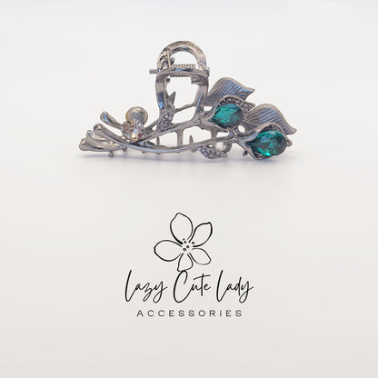 Vintage Vine Hair Claw Clip – Elegant Metal with Gemstone Rhinestones for Women, Party &amp; Wedding Hair Accessories