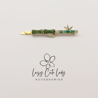 Panda and Bamboo Hair Clip Set: Enamel Animal Hair Accessories