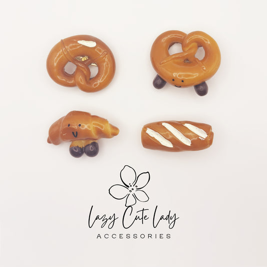 Bakery Hair Clips – Cute Bread, Pretzel, Croissant &amp; Baguette Resin Hair Accessories for Girls and Women