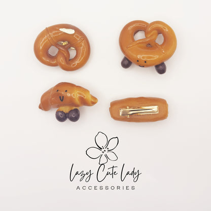 Bakery Hair Clips – Cute Bread, Pretzel, Croissant &amp; Baguette Resin Hair Accessories for Girls and Women