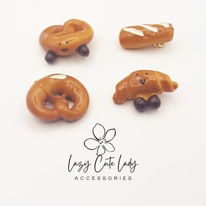 Bakery Hair Clips – Cute Bread, Pretzel, Croissant &amp; Baguette Resin Hair Accessories for Girls and Women