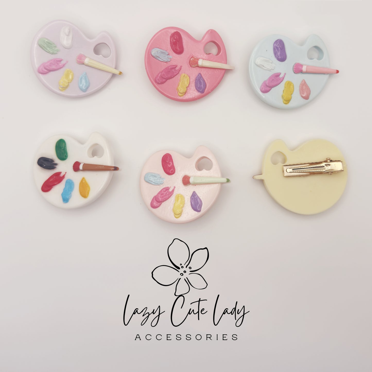 Artist Palette Hair Clips – Colorful Resin Paint Palette Hair Accessories for Girls and Women
