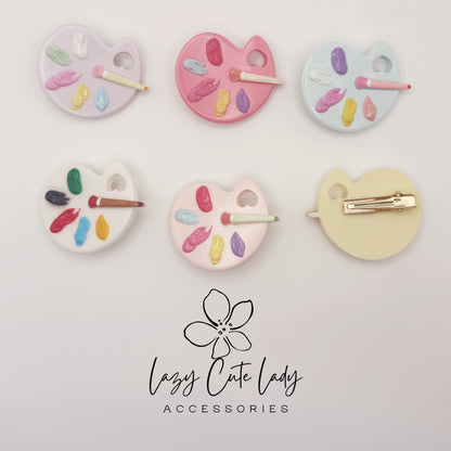 Artist Palette Hair Clips – Colorful Resin Paint Palette Hair Accessories for Girls and Women