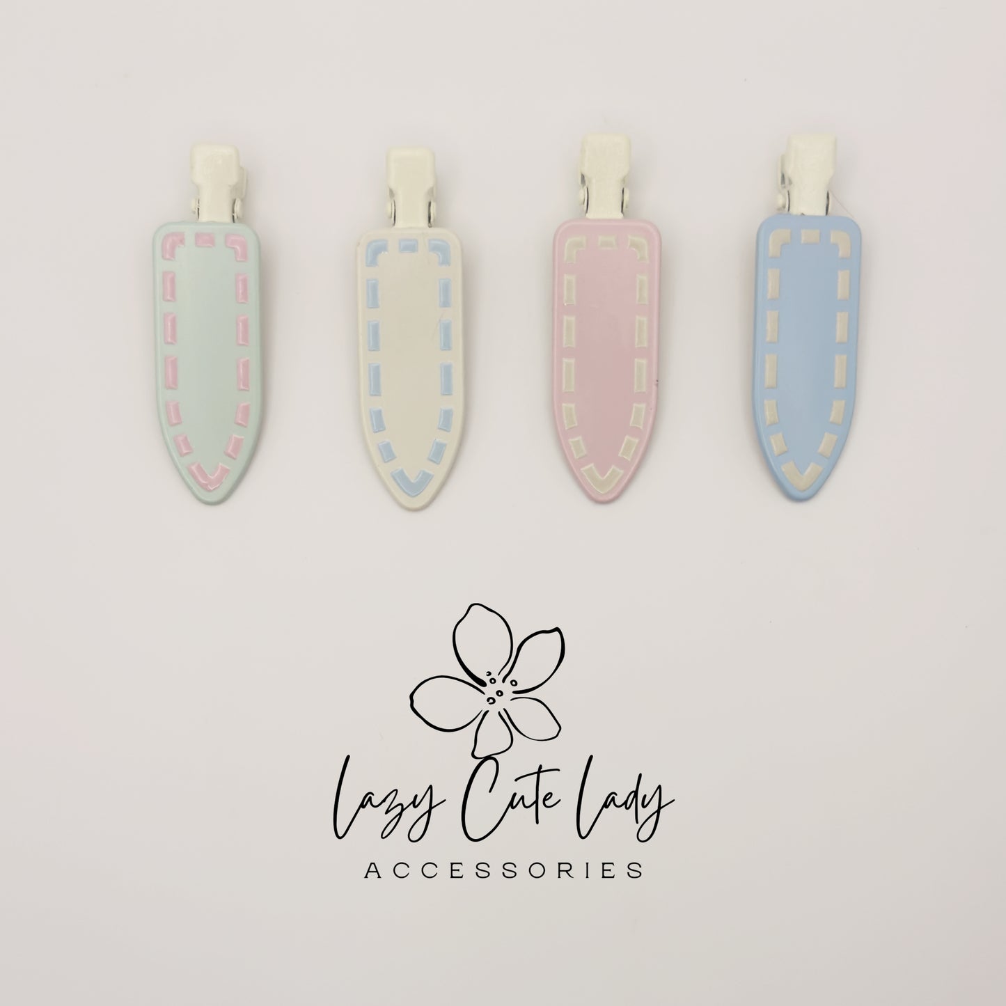 Pastel Stitch Hair Clips – Cute Resin Snap Clips for Girls and Women, Oval &amp; Long Barrette Styles