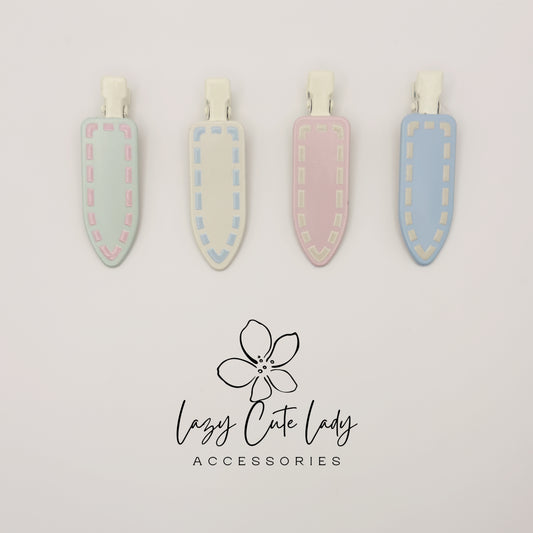 Pastel Stitch Hair Clips – Cute Resin Snap Clips for Girls and Women, Oval &amp; Long Barrette Styles
